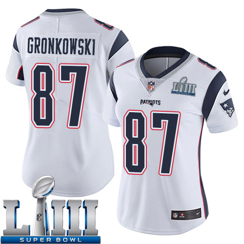 Women New England Patriots #87 Gronkowski white Nike Vapor Untouchable Limited 2019 Super Bowl LIII NFL Jerseys